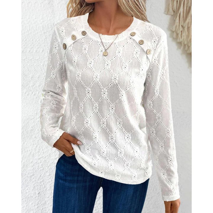 Mia - Buttoned Eyelet Top