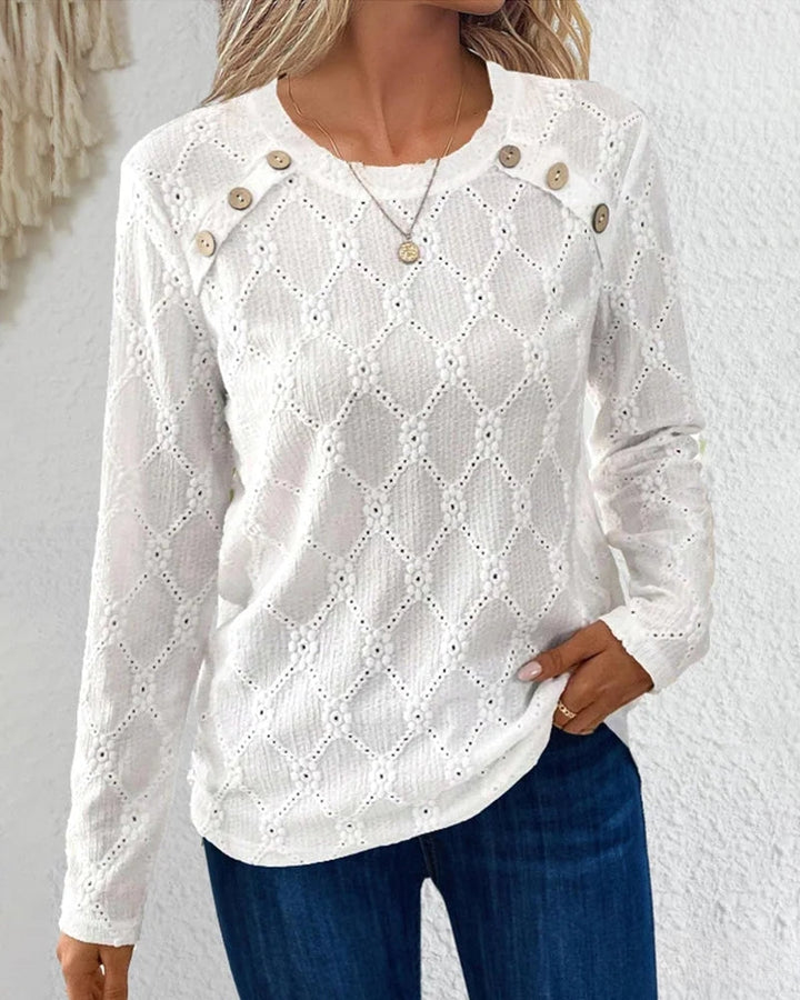 Mia - Buttoned Eyelet Top