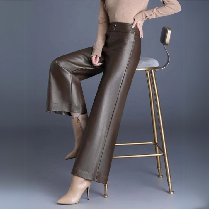 Lily - Wide-cut leather trousers