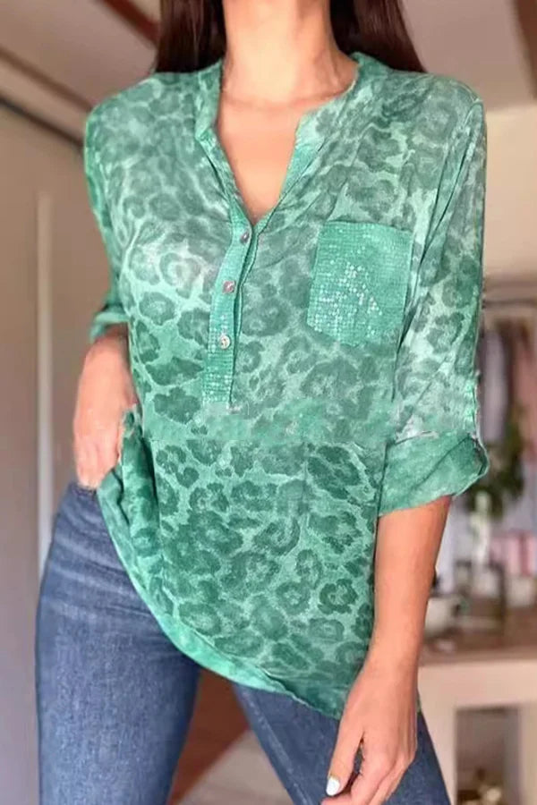 Olive - Leopard Print Top