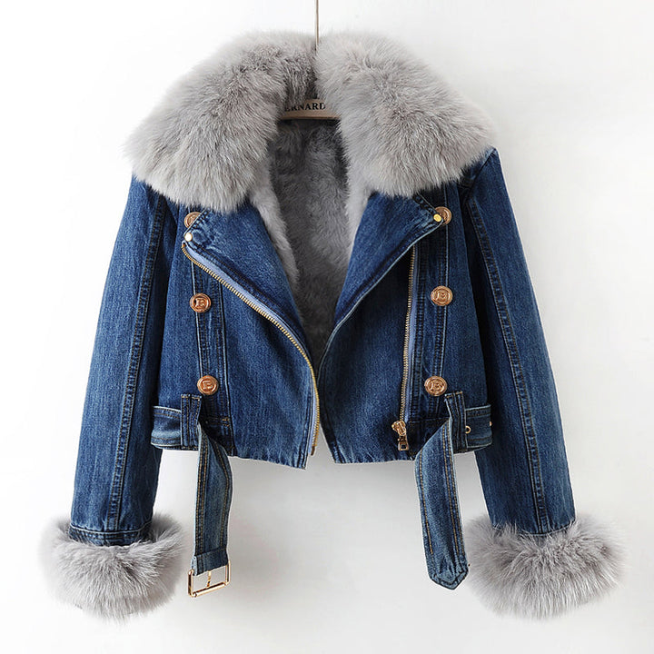 Madison - Luxe Lined Fox Fur Denim Coat