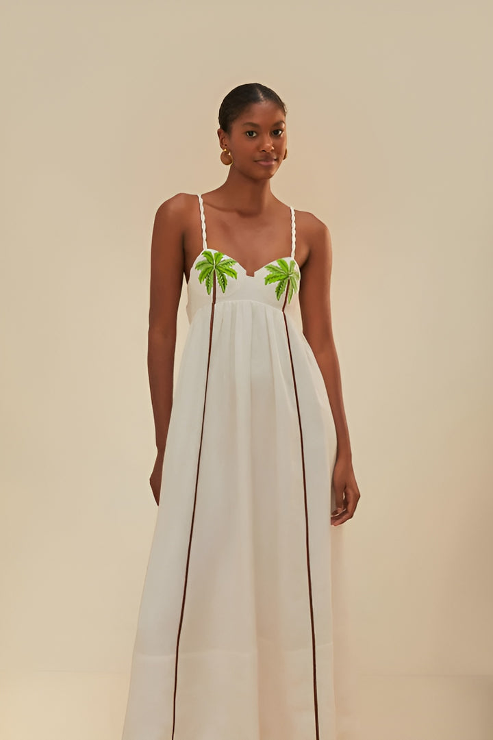 Maisie - Palm Embroidered Maxi Dress