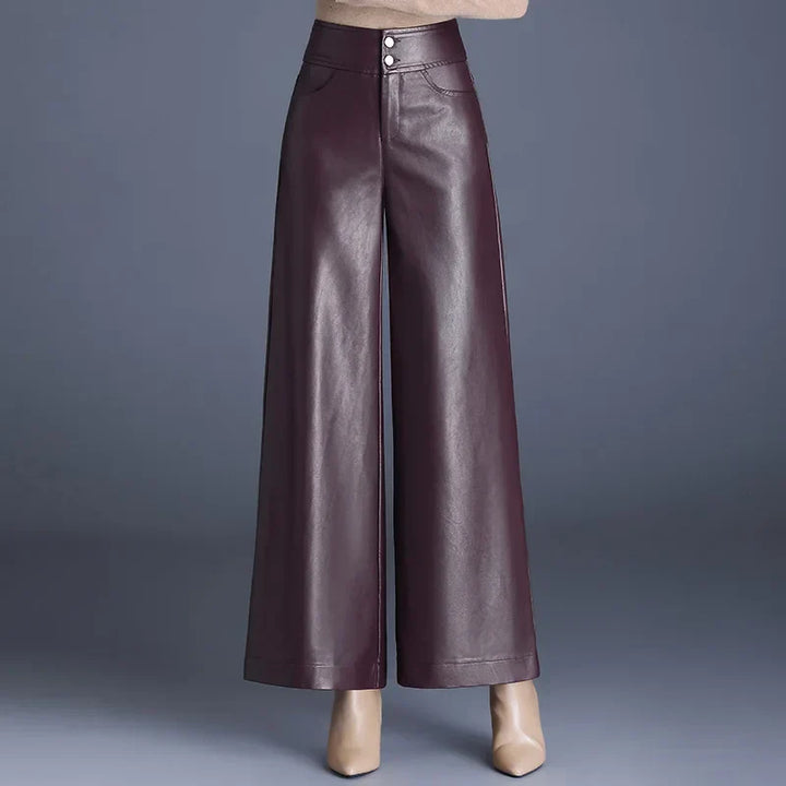 Lily - Wide-cut leather trousers