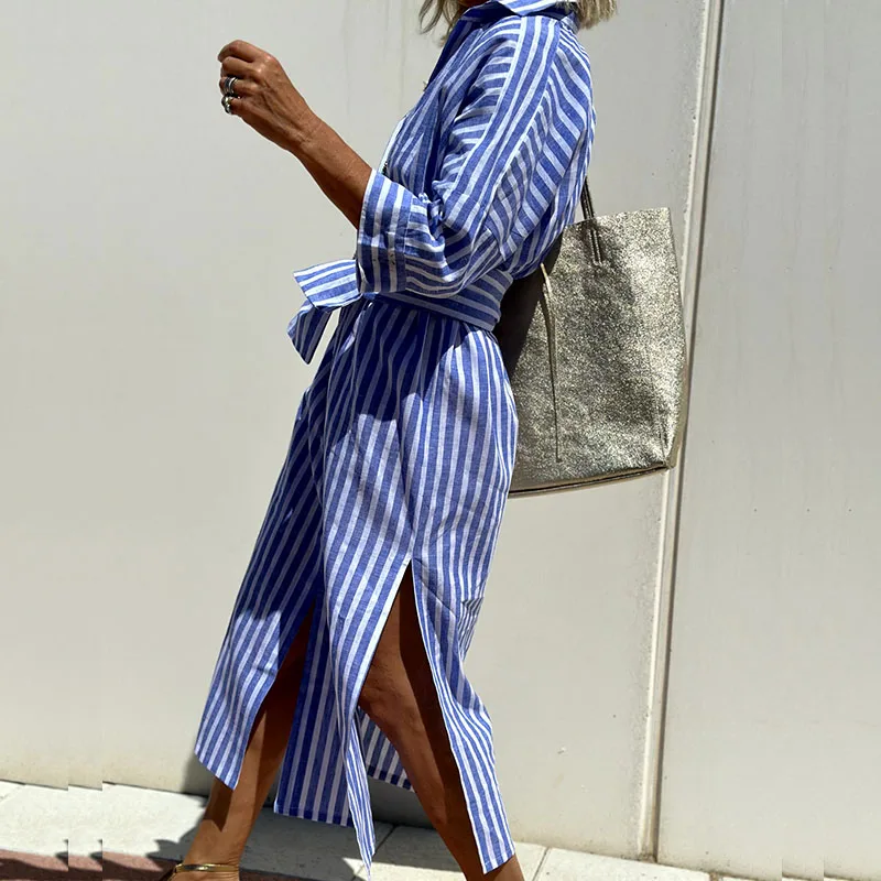 Lottie - Striped Shirt Dress