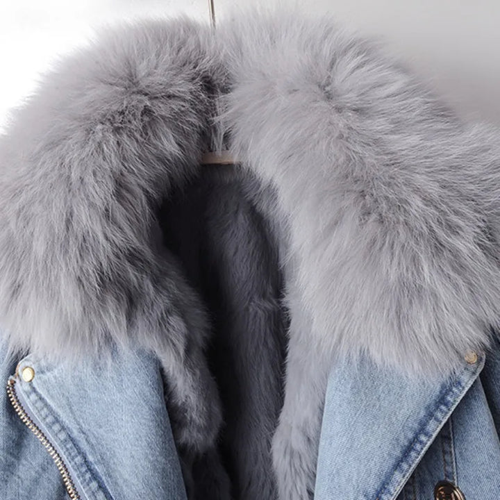 Madison - Luxe Lined Fox Fur Denim Coat