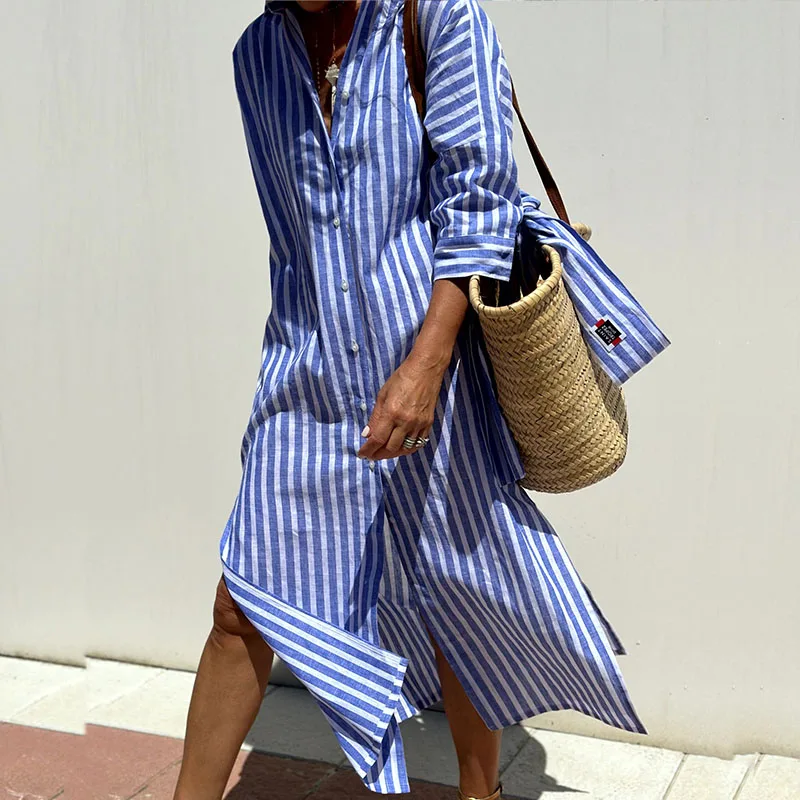 Lottie - Striped Shirt Dress