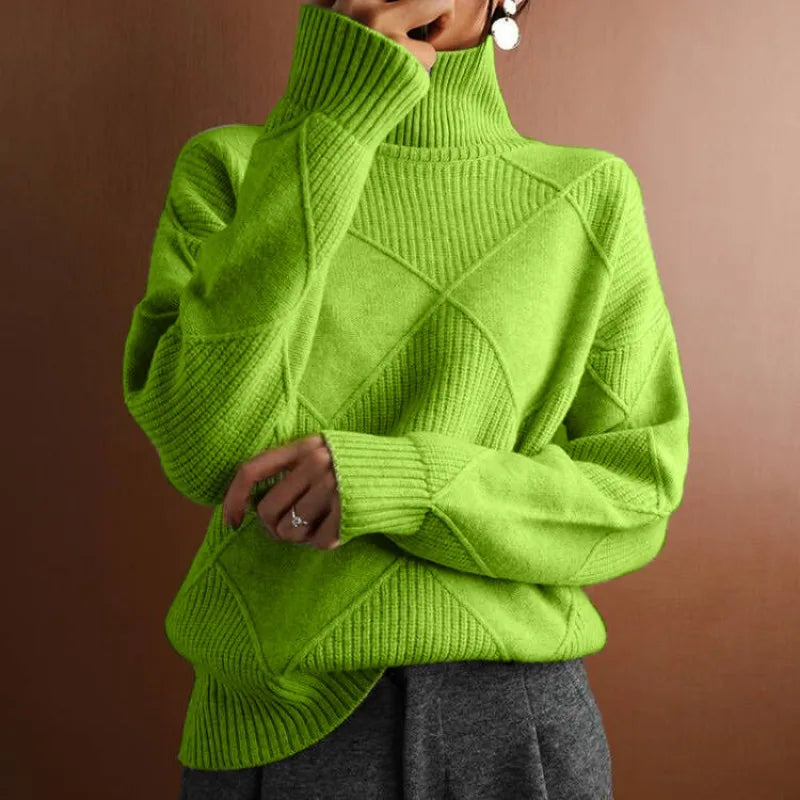 Ava - Luxe Knit Patchwork Turtleneck