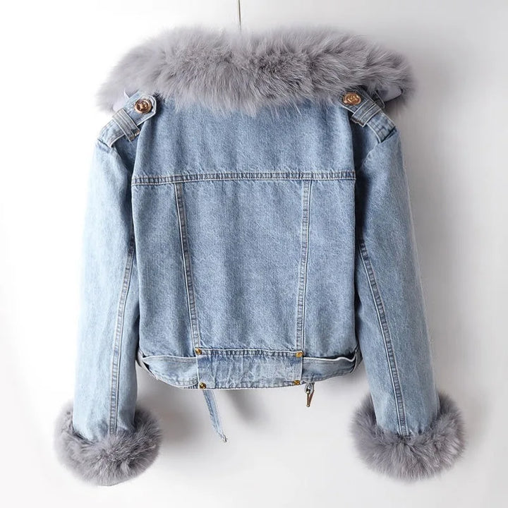 Madison - Luxe Lined Fox Fur Denim Coat