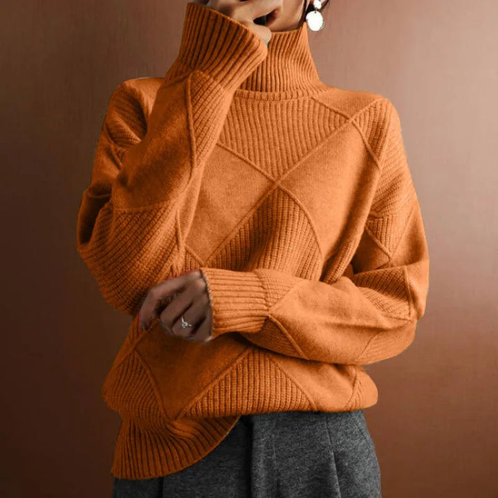 Ava - Luxe Knit Patchwork Turtleneck