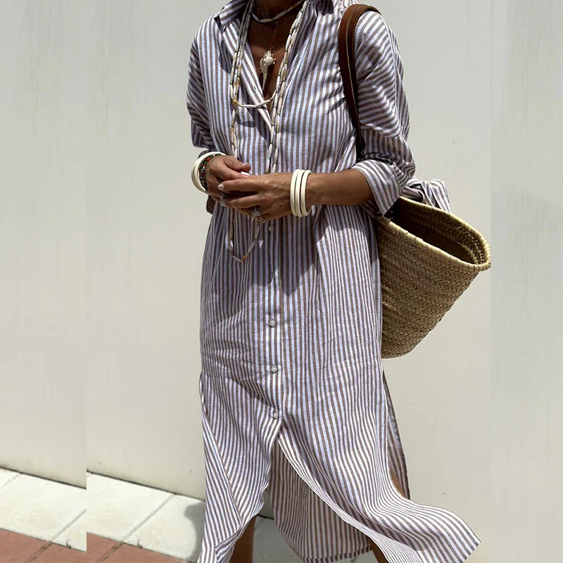 Lottie - Striped Shirt Dress