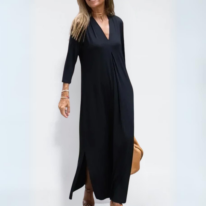 Penelope - Elegant V-Neck Long Dress